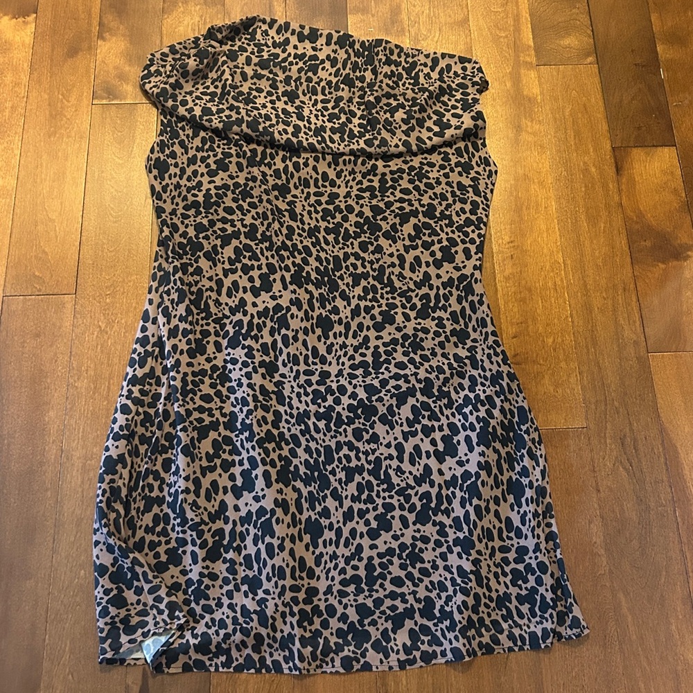 Leopard Print One-Shoulder Dress